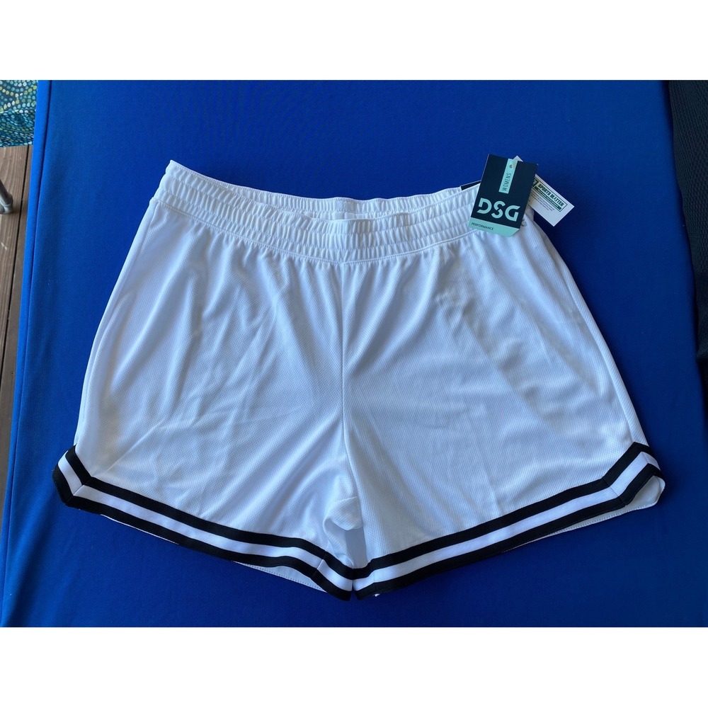 DSG Performance Mid-Rise All Sport Shorts Womens Large Pure White DAW14317 NWT